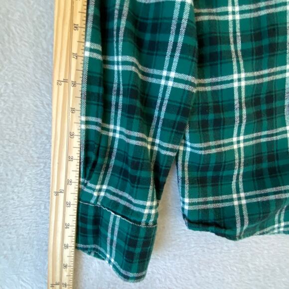 Chaps Performance Flannel Shirt Men L Green Windowpane Plaid Button Down Outdoor - Picture 7 of 8